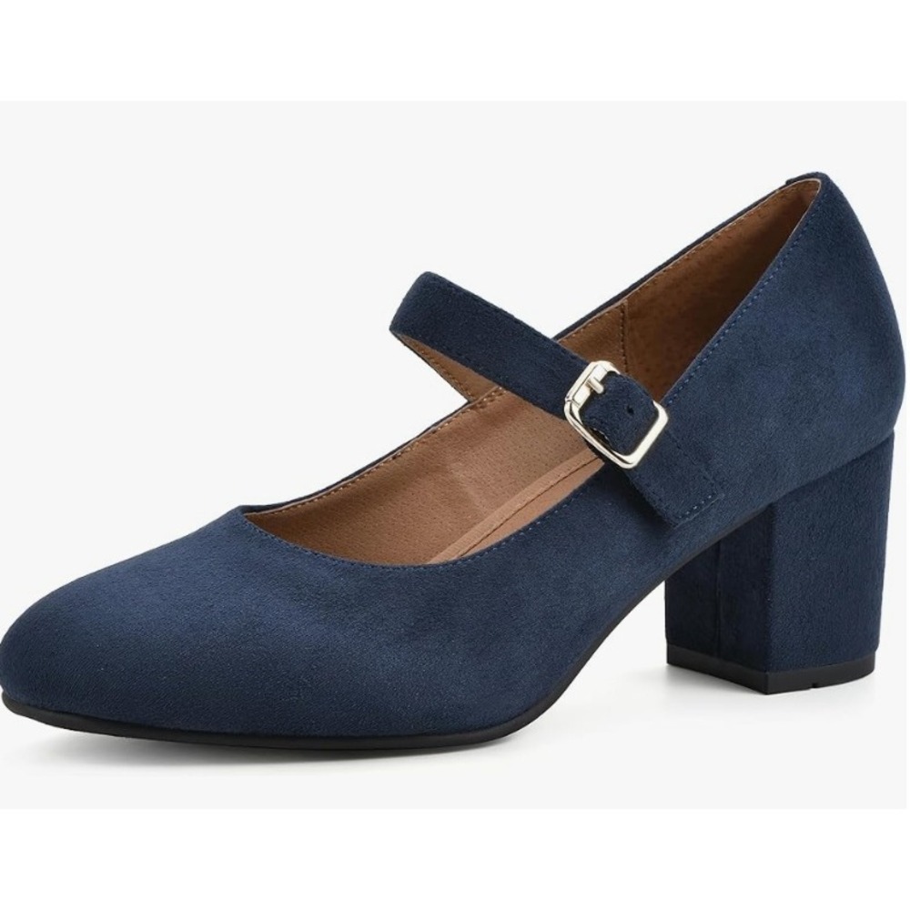 White Mountain Womens Shoes Frenzies Navy Mary‎ Janes Chunky Heel